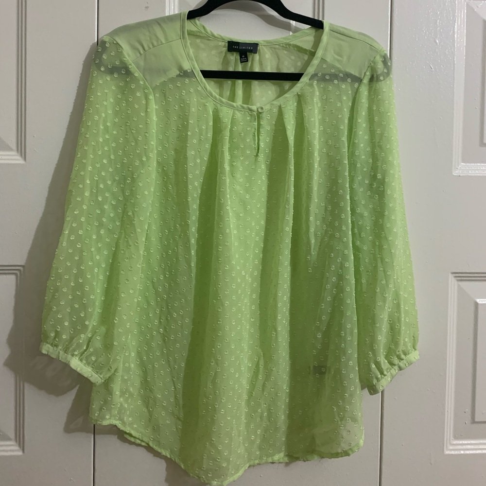 Loft sheer green top